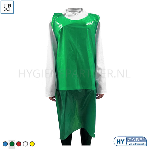 122606.020 Hycare disposable schort 20 mu polyethyleen 80x125 cm op rol groen