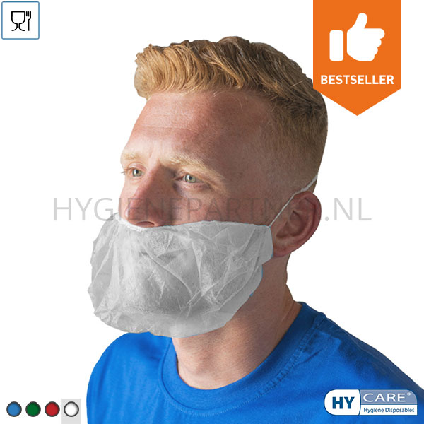 DI451001-50 Hycare disposable baardmasker non-woven polypropyleen wit