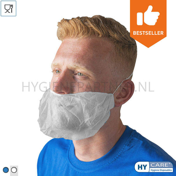 DI451005-50 Hycare disposable baardmasker non-woven polypropyleen extra groot wit